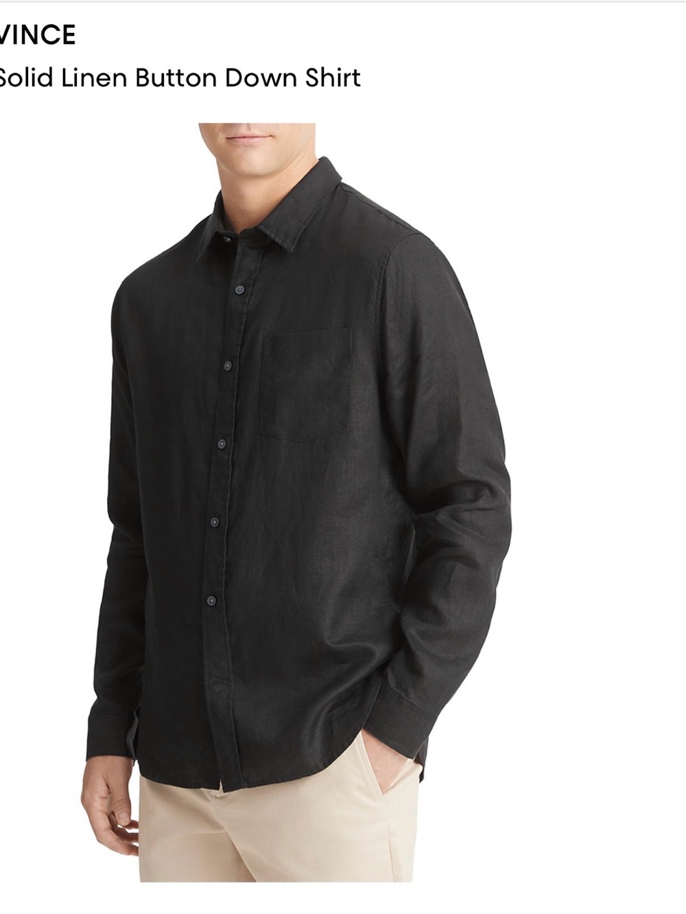 Vince Black Linen Button-Down Shirt